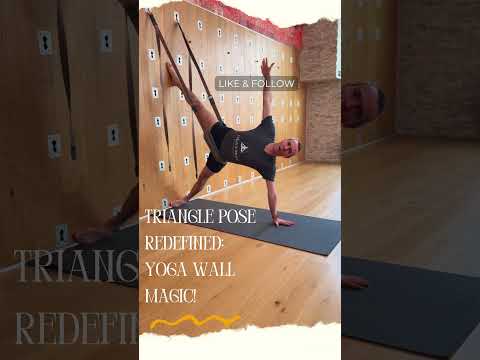 Triangle pose (Trikonasana) by Wolfe Yoga Wall #yogawall #yoga #trikonasana