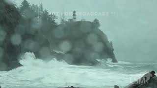 10-24-2025 Long Beach, WA  - Atmospheric River - Big Waves - Heavy Rain - Wind - People on Beach