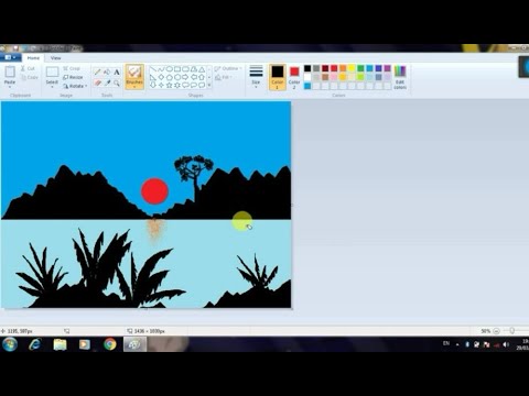 How to draw a beautiful sunset with gradient effect in  ms paint|| How to draw a  ms painte2020