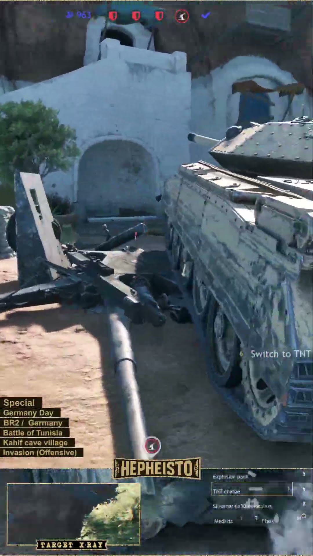 Driver eliminates Tank Crusader with TNT Charge