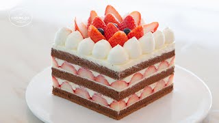 ( Cake without icing, lots of strawberries) / How to make a strawberry cake