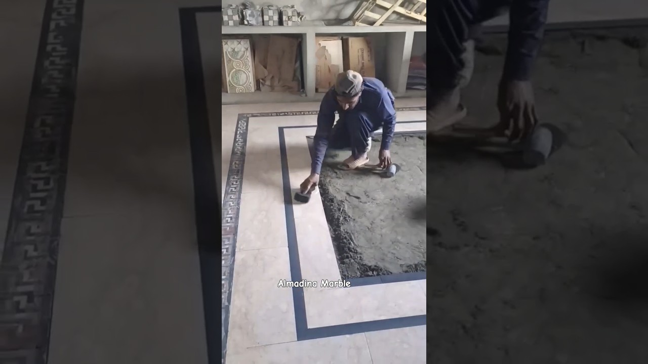 Tavera marble with S border design// flooring design #calmdown #interiordesign #marblehom