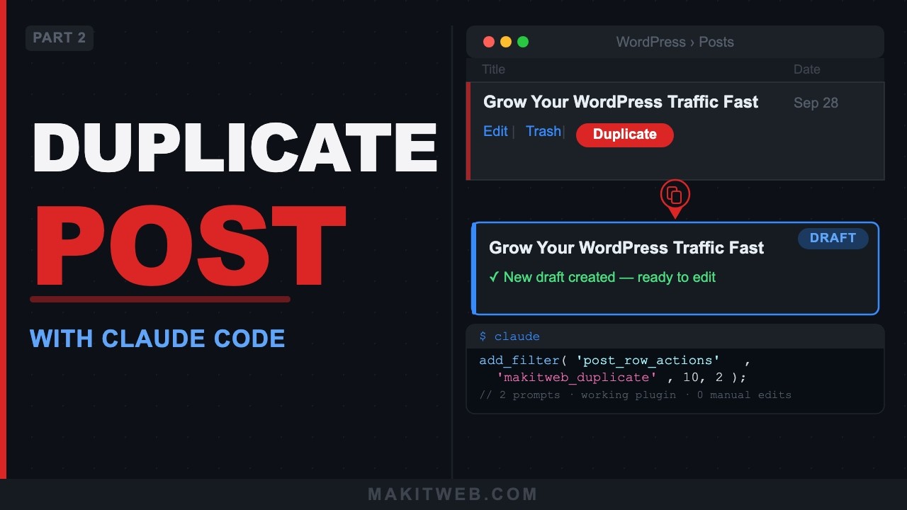 I Built a WordPress Duplicate Post Plugin with Claude Code