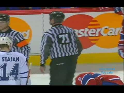 Grabovski vs. Kostitsyn - Leafs at Habs - Jan 8 09 - Grabovski Shoves Linesman, Salutes the Crowd
