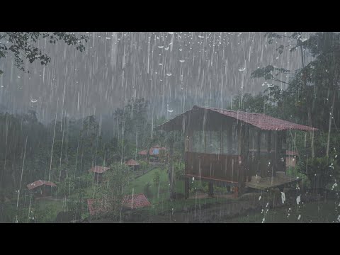 Fall into a Deep Sleep Instantly with Rain Sound on the Roof in Misty Jungle - ASMR