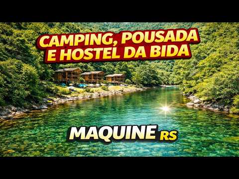 LINDO ESSE LUGAR EM MAQUINÉ RS 🌿💚 CAMPING, POUSADA E HOSTEL À BEIRA DO RIO!