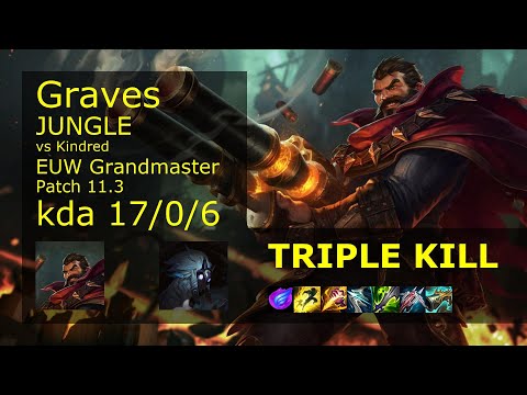 Graves Jungle vs Kindred - EUW Grandmaster 17/0/6 Patch 11.3 Gameplay