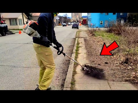 I Bought A POWER BROOM & Used It To Clean FILTHY Sidewalks