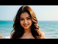 4K Indian Fashion Show AI Art Lookbook Model Sea With Beach