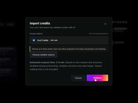 A new Quick Start for Edit Credits