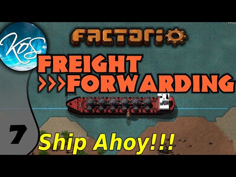 Factorio Freight Forwarding Mod 7 - SHIP IN PORT! - Ships, trains! - Let's Play