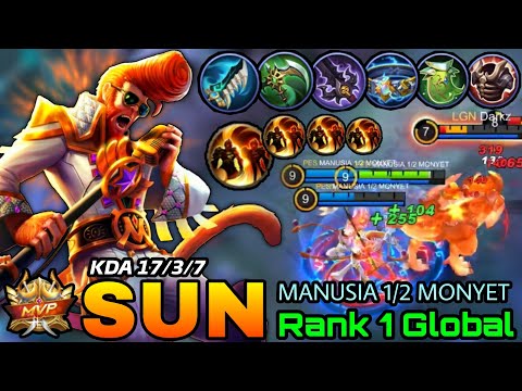 17 Kills Midlane Sun Late Game No Boots! Intense Battle! - Top 1 Global Sun MANUSIA 1/2 MONYET - ML