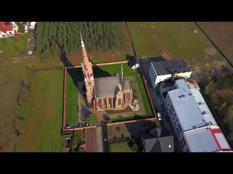 Chrząstawa Wielka - kościół Niepokalanego Poczęcia NMP - drone 4k kwiecień 2017