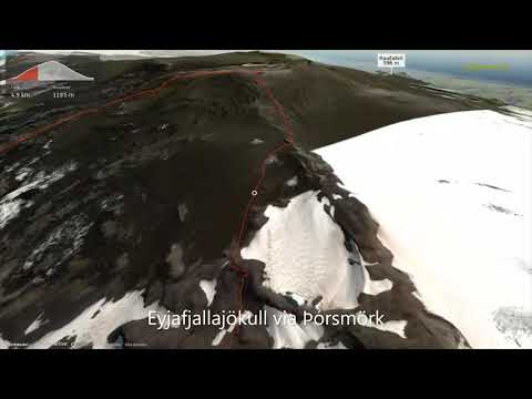 Eyjafjallajökull via Þórsmörk ∆ hiking trails ∆ 3d-trail.com/iceland/