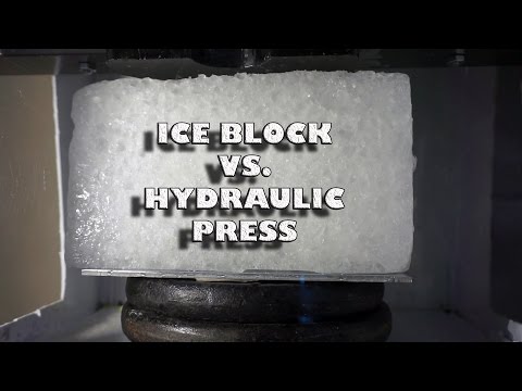 Large Ice block vs Hydraulic Press| Crushed Ice Hydraulic Press Style!