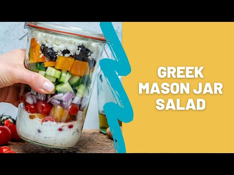 Greek Mason Jar Salad - How To Make Greek Salad In A Jar - Blondelish