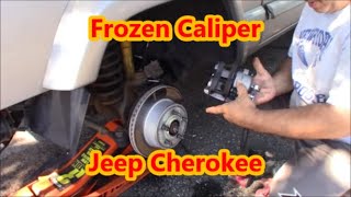XJ-Cosmo - Episode 38 | Locked-Up Brakes | Jeep Cherokee Stuck Caliper | Hose & Caliper Replacement