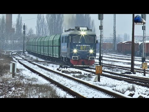 LDE2100 60-0936-4 & Marfar PSZ Freight Train in Oradea Est Triaj [Winter Edition] - 12 March 2018