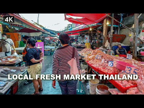 【4K】Sunday local fresh market | Thai Street Food Market