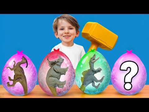 Dinosaurs Escaped from Frozen Eggs! Finding Dinos and Learning Together