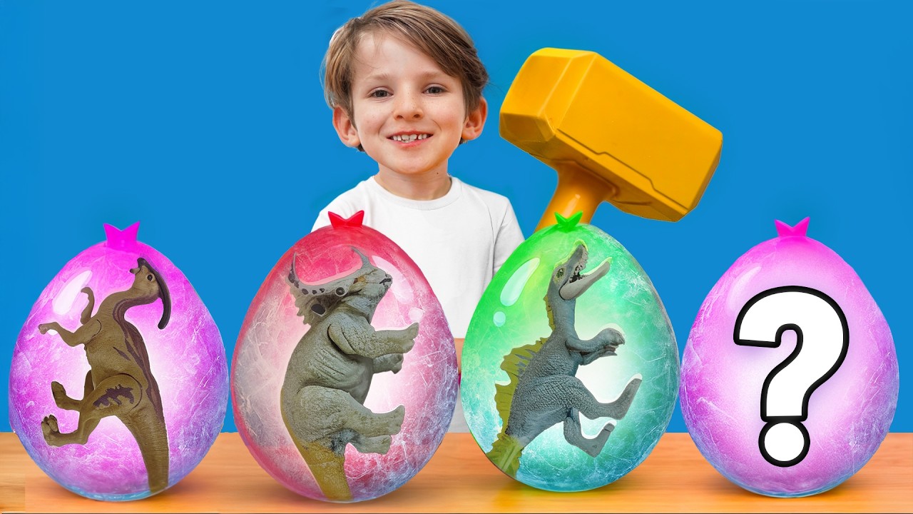 Dinosaurs Escaped from Frozen Eggs! Finding Dinos and Learning Together