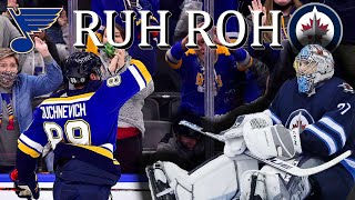 FLABBERGASTING! Blues’ Offensive Explosion Forces Hellebuyck Out Early in Game 3