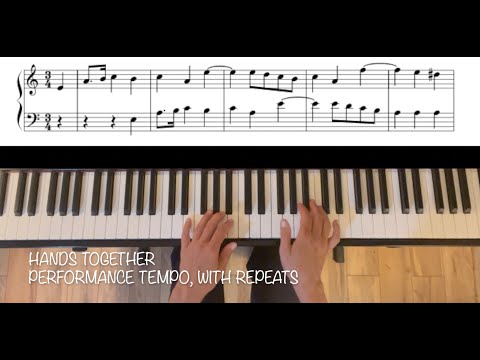 J.S. Bach, Menuet in A Minor, BWV Anh.120. Piano tutorial and practice aid with full score.