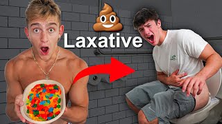 Sugar free Gummy Bear Challenge! First to Poop in the Gym Loses...