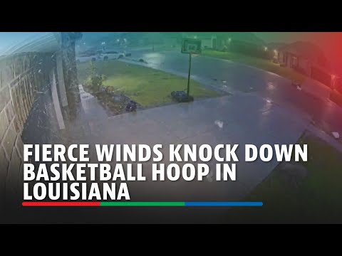 Fierce winds knock down basketball hoop in Louisiana