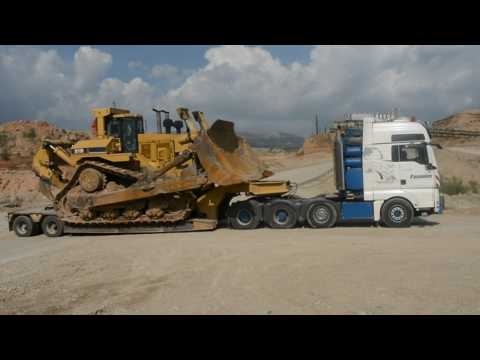 Transporting The Huge Caterpillar D11R Bulldozer - Fasoulas Heavy Transports
