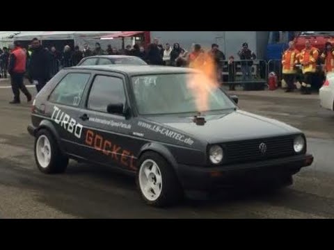 VW Golf Mk2 VR6 Turbo 4motion 1000+HP 1/4 Mile Drag Race Turbo Gockel Renner 3 Flugplatzblasen 2015