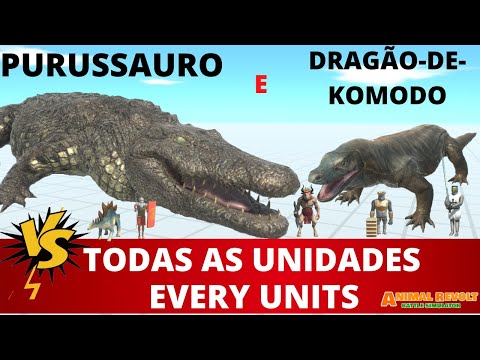 Purussauro e Dragão de Komodo vs Todas as Unidades -  Animal Revolt Battle Simulator