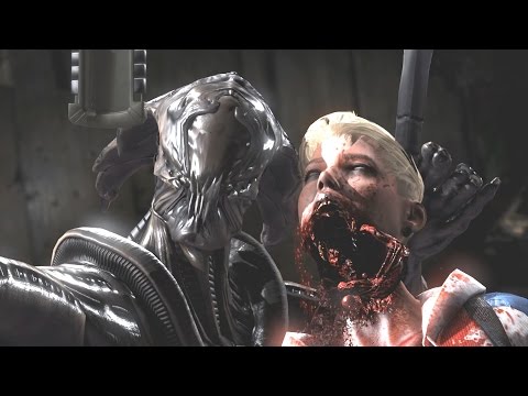 Mortal Kombat XL - Alien/Cassie Cage Mesh Swap Intro, X Ray, Victory Pose, Fatalities Video