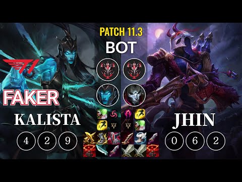 T1 Faker Kalista vs Jhin Bot - KR Patch 11.3