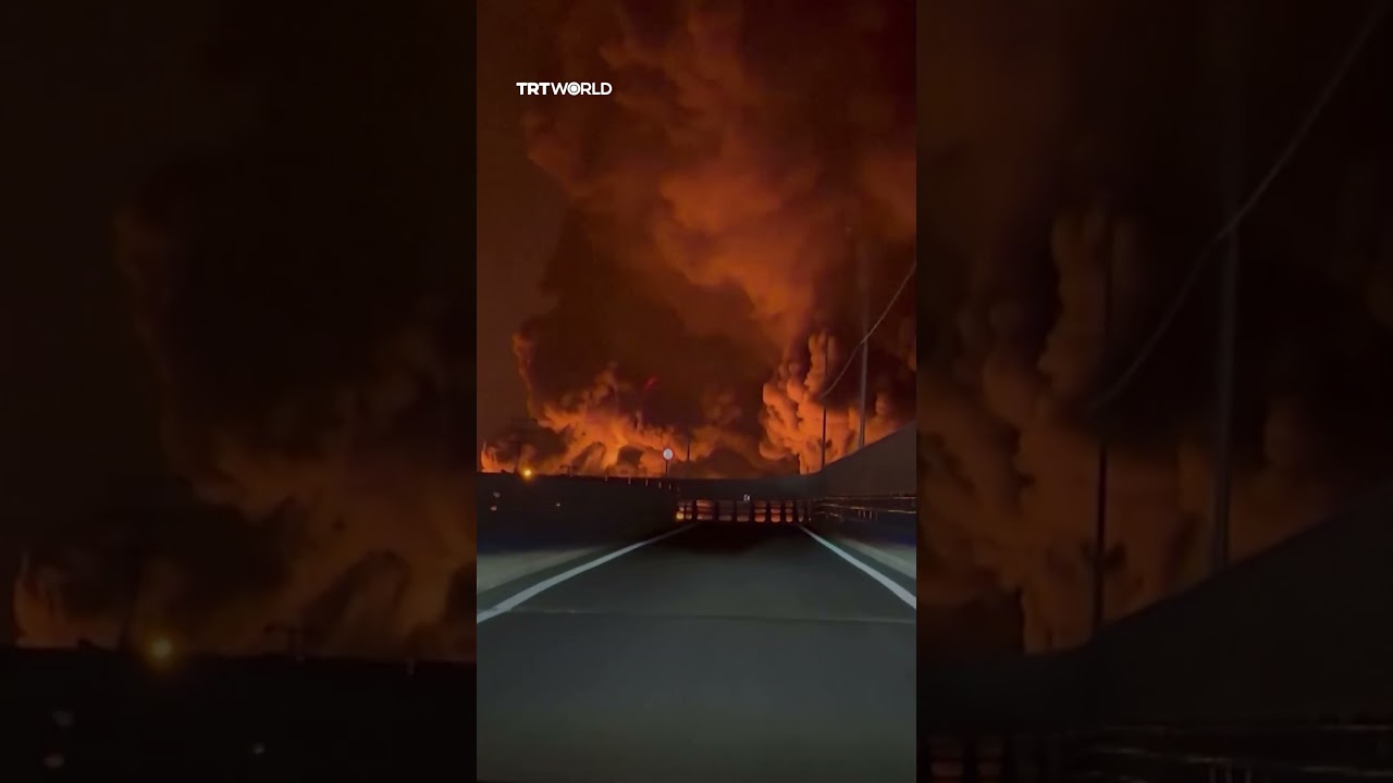 Video | Air strikes trigger massive blaze at Iranian oil depots
