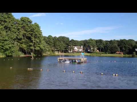 Ricky jumps into the lake