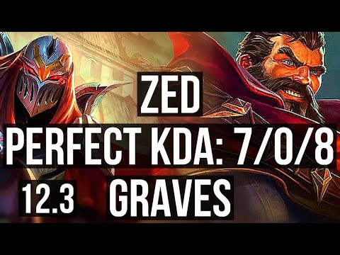 ZED vs GRAVES (TOP) | 7/0/8, 1.8M mastery, 900+ games, Godlike | KR Grandmaster | 12.3