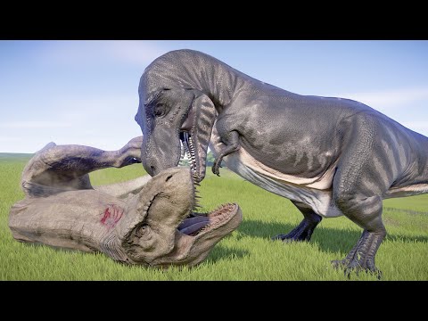 T-Rex, Spino, I-Rex, Giga Rex, Carnotaurus Island Dead Fight - Jurassic World Evolution