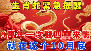 生肖蛇緊急提醒！9萬年才出現一次雙四囍來襲！打開一路旺旺旺！就在这个10月底！【梵心若素】#生肖 #運勢 #風水 #財運 #命理