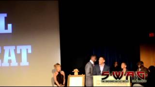 Will Smith presents the American Benefactor Foundation award to Charlie Mack