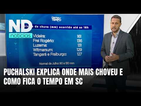 Oeste lidera volumes de chuva e tempo melhora em Santa Catarina