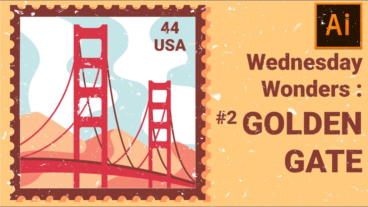 Golden Gate Flat Minimal Design | Illustrator Tutorial | Wednesday Wonders #2: Golden Gate Bridge