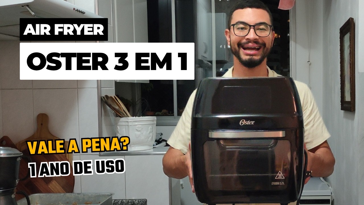 Miniatura da avaliação em vídeo de Fritadeira Air Fryer e Forno Oster 8 em 1 25L Digital Inox OFOR270