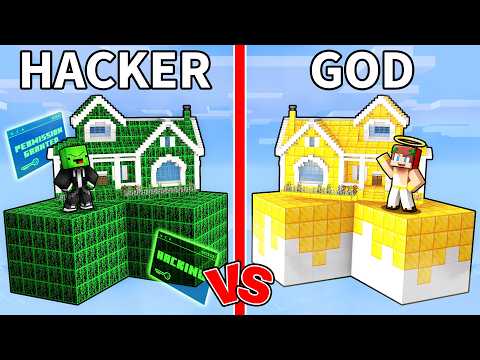 Mikey & JJ: HACKER vs GOD Skyblock Battle - Minecraft Maizen