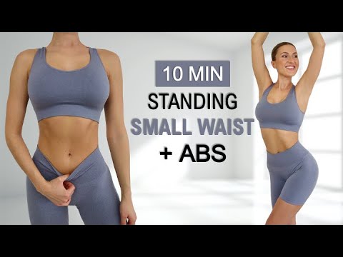 10 Min ABS + SMALL WAIST | All Standing - No Jumping, No Repeat, Warm Up + Cool Down, At Home