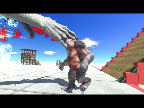 Infernals Neighbors 3.0 Go Down the Ramp and Attack Goro the Giant - Animal Revolt Battle Simulator