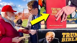 MAGA Evangelicals Get TROLLED In Public With Trump Bible