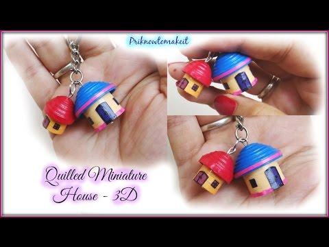 Quilling miniature House in 3D | DIY Craft | key chain / bracelet charm Video