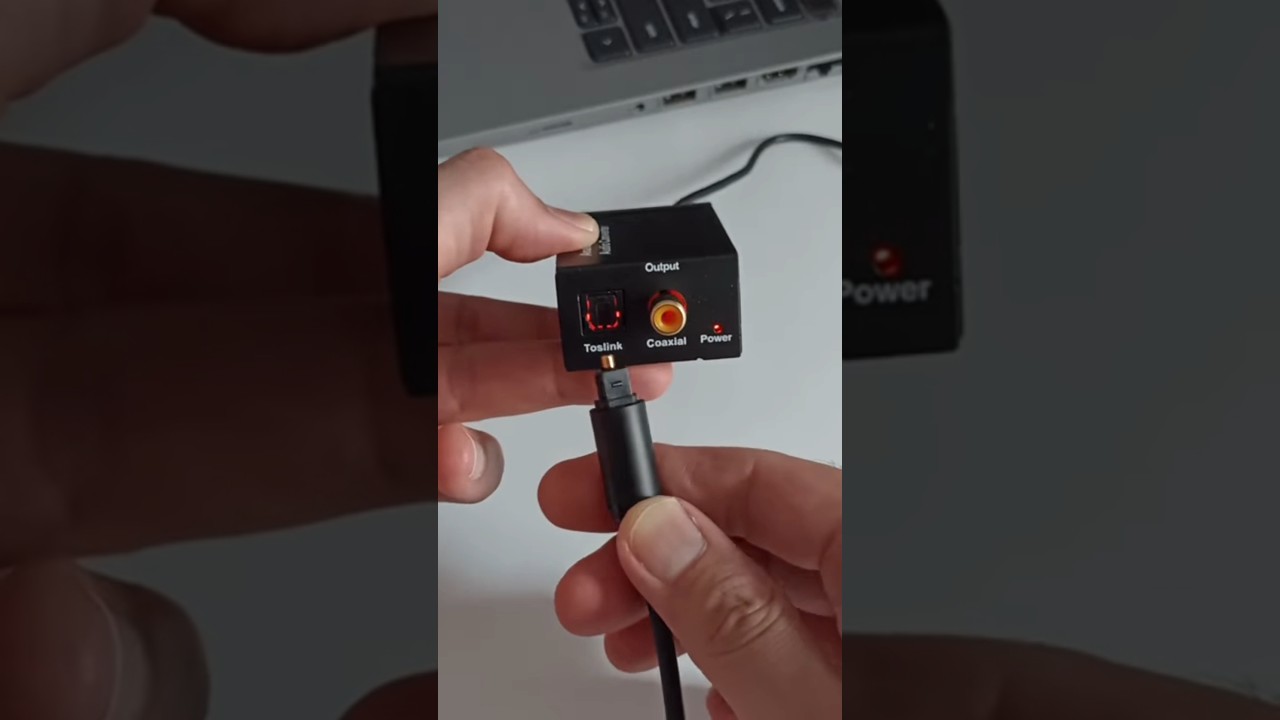 Plug SPDIF Toslink optical audio cable into converter to connect to Dell laptop headset port #shorts