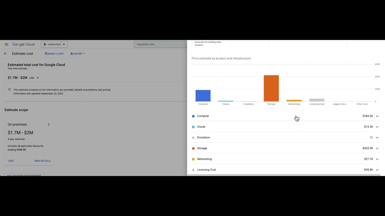 Performing cost estimates and IT assessments with Migration Center